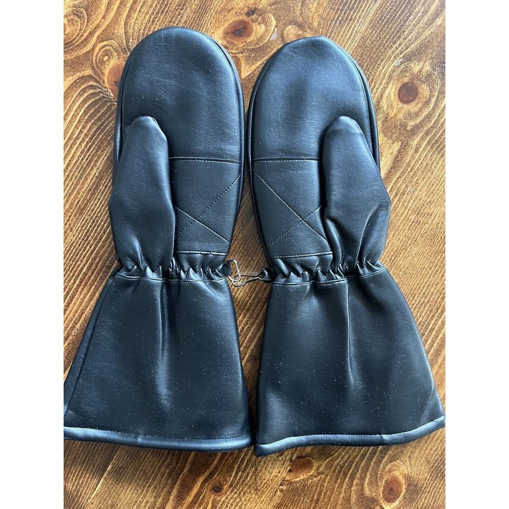 New! Deadstock Vintage Ski Mittens Black Red Mens Made In Japan - Picture 2 of 3